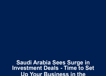 Saudi Arabia Sees Surge in Investment Deals – Time to Set Up Your Business in the Kingdom