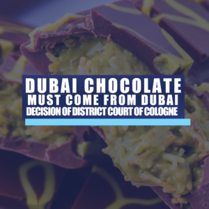 The Cologne Regional Court ruled that a chocolate product cannot be marketed as "Dubai Chocolate" if it is neither produced in Dubai nor has any geographical connection to Dubai. Distribution companies had advertised the chocolate with phrases like "a touch of Dubai" and "bringing the magic of Dubai to your home." The court deemed this misleading, as consumers might assume the chocolate originates from Dubai. Such use of geographical indications is prohibited under Section 128(1) of the German Trademark Act